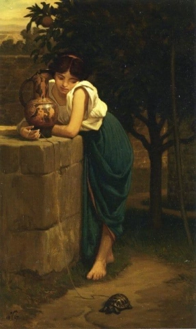 Etruskin tyttö kilpikonnan kanssa 1867