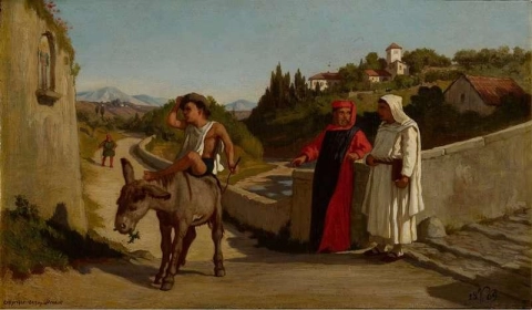 De fabel van de molenaar, zijn zoon en de ezel nr. 3, ca. 1869