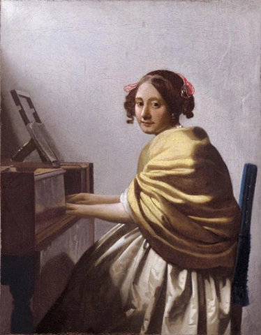 A young woman sitting at the virginal - version 2
