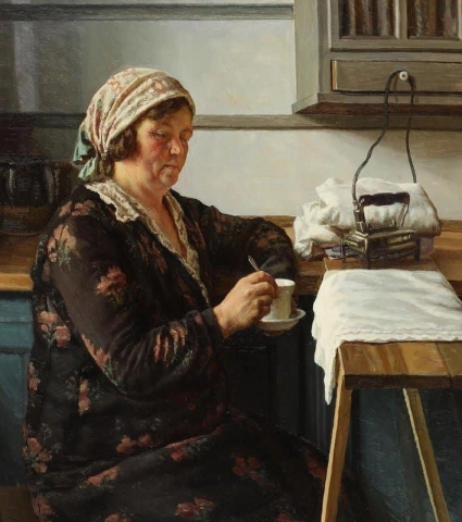 Interior With An Elderly Woman