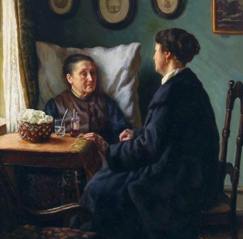 Interior com enfermeira fazendo uma ligação domiciliar