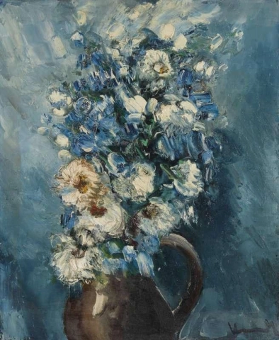 Strauß Gänseblümchen und Kornblumen, ca. 1948-49