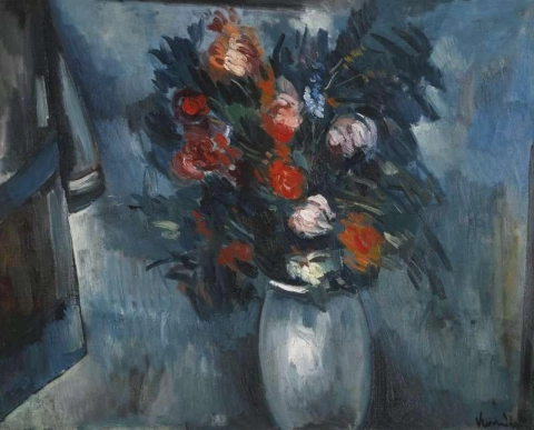 Blommor i en blå vas 1912