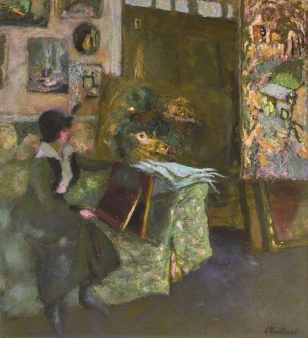绿色沙发上的模特 1915