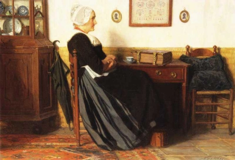 Een Volendammer Vrouw In Een Interieur