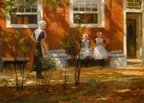 Waisenmädchen in einem Innenhof Amsterdam