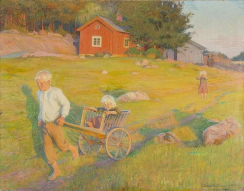 niños en un prado
