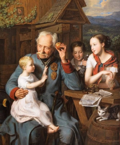 Un anciano inválido con tres hijos