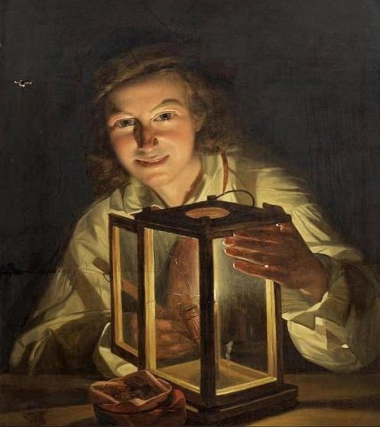 馬小屋の提灯を持つ少年 1825