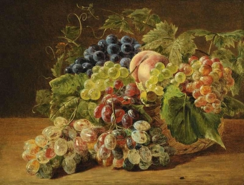 Натюрморт с персиками и виноградом