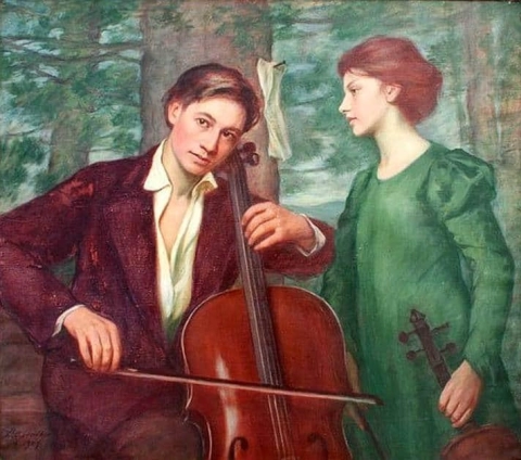 Músicos en el bosque 1909