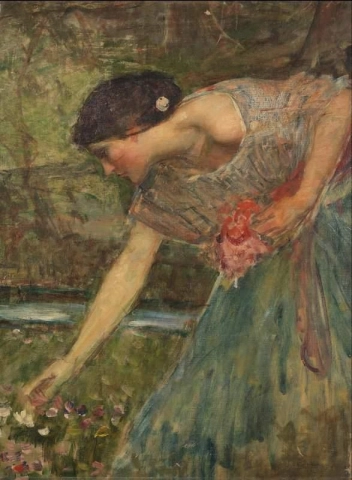 Skiss För Samla Ye Rosebuds While Ye May Eller Narcissus 1909-12