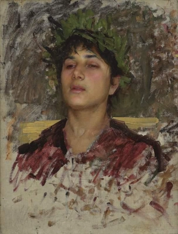 Studie av huvudet på en ung man möjligen för narcissus i slutet av 1890