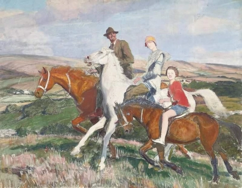 George Hilda e Mary cavalgando em Purbeck
