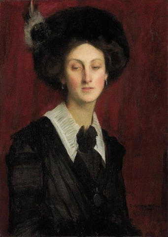 Hilda con sombrero negro 1909
