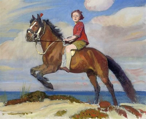 Мария верхом на лошади, около 1920 г.