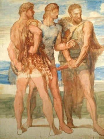 Studie 3 voor fresco van Coriolanus voor Bowood House 1858 60