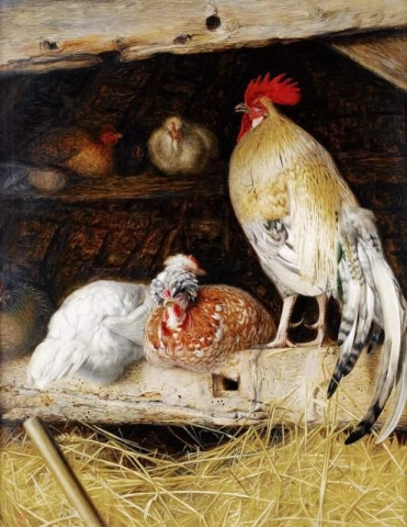 Fjäderfä i en lada 1860