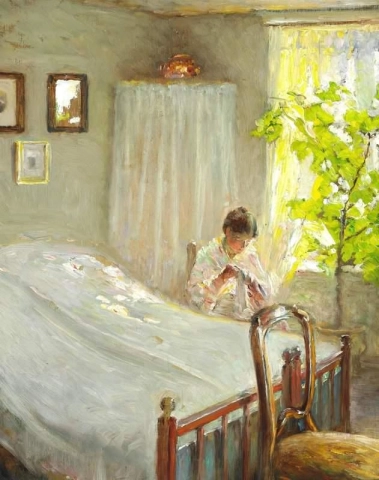 太陽に照らされた室内の女性 1916