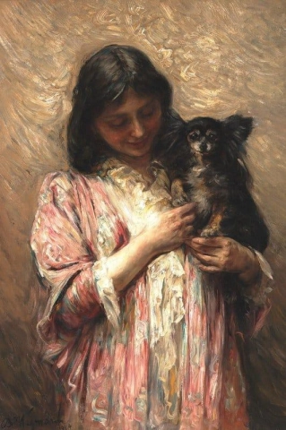 Portrait Of A Young Girl With A Dog 1904