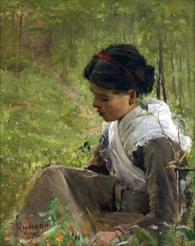 Sittande Flicka I Grongraset 1880