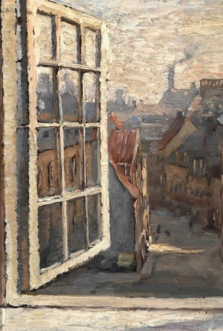 View Towards A Street Through An Open Window