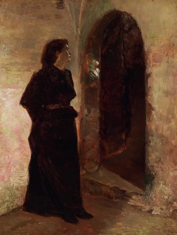 Ung kvinne ved en kuppeldør 1898