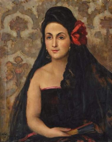 身着西班牙服装的玛丽亚·斯克兹万肖像 1946 年
