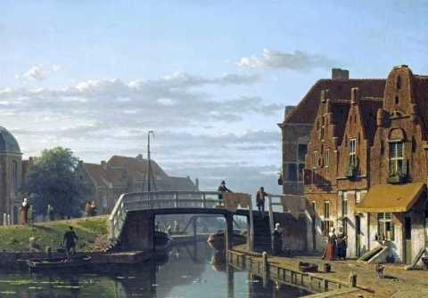 Una veduta del Delftsekade Leidschendam intorno al 1850