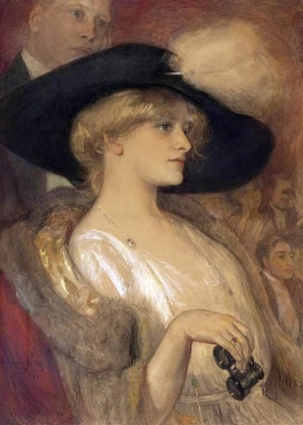 Jonge Dame In A Theatreloge 1911