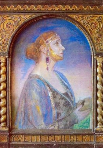 Portret van het chansonnière Yvette Guilbert Paris