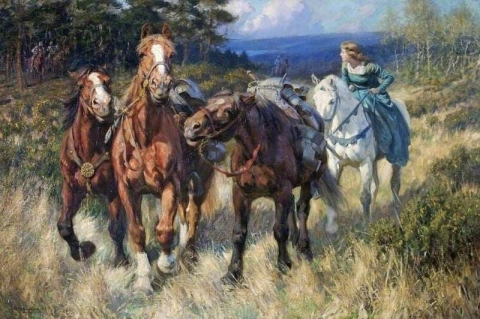 Энид управляет лошадьми грабителей