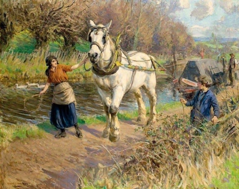 On The Towing Path Ca. 1900