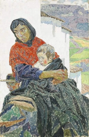 Kvinnan Med Barnet - 안달루시스크 가족 1913