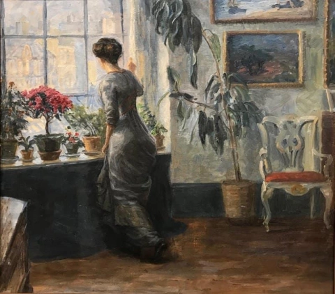 Kunstnerens Hustru I Stuen Pa Gl. Kongevej Kobenhavn efter 1911