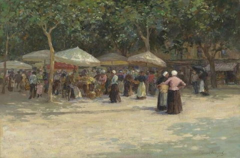 Рынок под деревьями, Ницца, 1900 г.