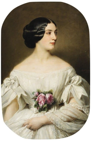 Antatt portrett av fru Renouard De Bussiere Nee Clementine De Boubers 1854