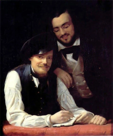Omakuva taiteilijan veljen Franz Xaver Winterhalterin kanssa