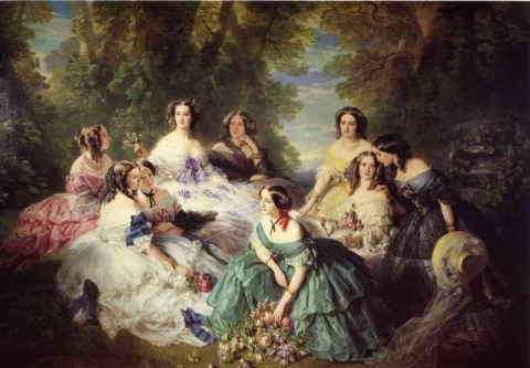 Kejsarinnan Eugenie omgiven av sina damer i väntan