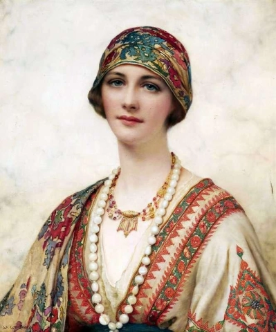 Een portret van een jonge vrouw in oosterse klederdracht, 1897