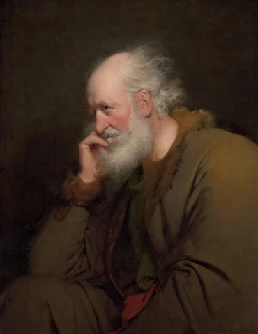 Study Of An Old Man Half-length In A Brown Fur-lined Coat Ca. 1770