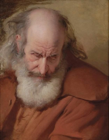 엉덩이 때문에 슬퍼하는 노인을 위한 존 스테이블리의 머리에 대한 연구 from Laurence Sterne S A Sentimental Journey Ca. 1770