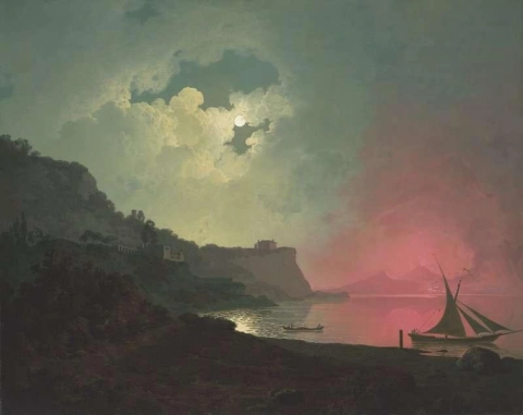 1789 年にポジリポから見た噴火中のベスビオ山