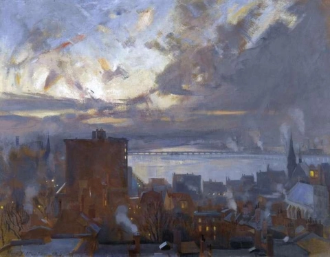 Por Beacon Hill desde el Penthouse Tudor Boston 1910