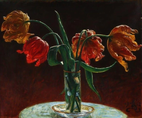 Un bicchiere con quattro tulipani 1912