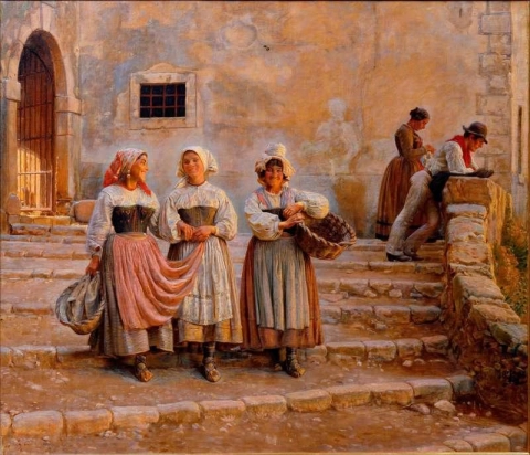 Giovani donne che trasportano calce. Civita D'Antino 1883