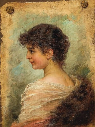 若い女性の横顔の肖像画
