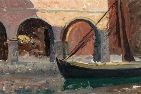 Ein Kanal mit einem Boot