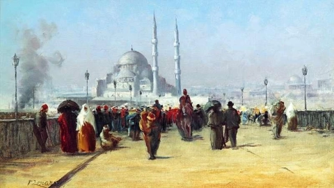 Hustle And Bustle On The Galata Bridge In Constantinople