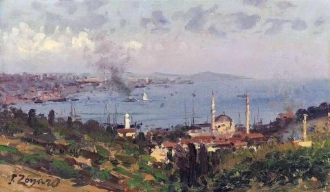 View Of Nisantasi With The Dolmabahce Mosque Constantinople
